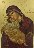 Immagine di 'Icona greca in legno "Madonna della Tenerezza Vergine di Vladimir" - 33x25,5 cm'