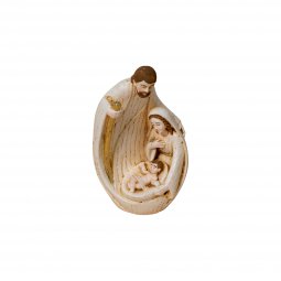 Copertina di 'Natività in resina avorio e oro con scatolina natalizia - altezza 8 cm'