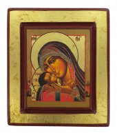 Icona greca in legno "Madonna di Korsun" - 14x13 cm