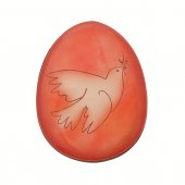 Magnete rosso a forma di uovo con augurio pasquale - dimensioni 6x4,5 cm