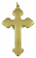 Immagine di 'Croce in metallo dorato con smalto blu e Cristo riportato - 8 cm'