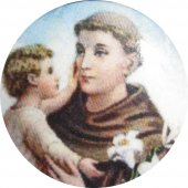 Immagine di 'Medaglia Sant Antonio tonda in argento 925 e porcellana - 1,8 cm'