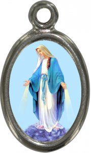 Copertina di 'Medaglia Madonna Miracolosa in metallo nichelato e resina - 1,5 cm'