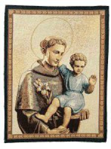 Copertina di 'Arazzo sacro "Sant'Antonio con Ges Bambino" con sorfilatura - 33x25 cm'