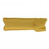 Asperges portatile in ottone dorato con custodia in raso giallo damascato - lunghezza 14 cm