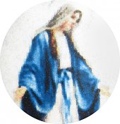 Immagine di 'Medaglia Madonna Miracolosa tonda in argento 925 e porcellana - 1,8 cm'