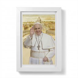 Copertina di 'Quadretto in lamina oro "Papa Francesco" con passe-partout e cornice minimal - dimensioni 15x10 cm'