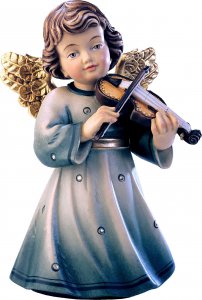 Copertina di 'Statuina dell'angioletto con violino, linea da 10 cm, in legno dipinto a mano, collezione Angeli Sissi - Demetz Deur'