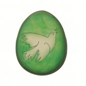 Magnete verde a forma di uovo con augurio pasquale - dimensioni 6x4,5 cm