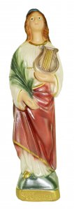 Copertina di 'Statua Santa Cecilia in gesso madreperlato dipinta a mano - 20 cm'