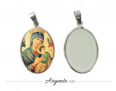Immagine di 'Medaglia Madonna del Perpetuo Soccorso in argento 925 e porcellana - 3 cm'