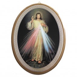 Copertina di 'Icona ovale laccata oro "Gesù Misericordioso" - dimensioni 21,5x16 cm'