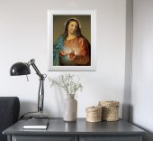 Immagine di 'Quadro "Sacro Cuore di Gesù" con lamina oro e cornice con decorazione a sbalzo'