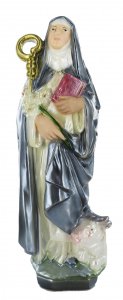 Copertina di 'Statua Santa Brigida d Irlanda in gesso madreperlato dipinta a mano - 30 cm'
