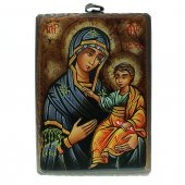 Icona bizantina dipinta a mano "Madre di Dio Hodighitria-Smolenskaja" - 14x10 cm