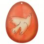 Uovo rosso in PVC da appendere con augurio pasquale - altezza 10 cm