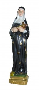 Copertina di 'Statua Santa Rita in gesso madreperlato dipinta a mano - 20 cm'