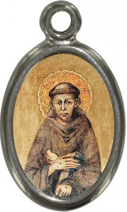 Copertina di 'Medaglia San Francesco in metallo nichelato e resina - 1,5 cm'