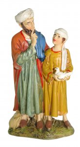 Copertina di 'Uomo e bambino con colomba Linea Martino Landi - presepe da 10 cm'
