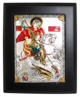 Quadro San Giorgio con lastra in argento 925 e smalto colorato - 8 x 6 cm