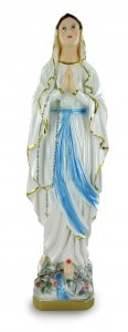 Copertina di 'Statua Madonna di Lourdes in gesso madreperlato dipinta a mano - 20 cm'