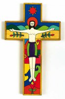 Croce in legno "Ges vincitore, risorto" - altezza 25 cm