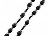 Immagine di 'Rosario in legno neroo vale con perline e legatura in seta'