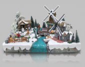 Immagine di 'Villaggio natalizio con paesaggio olandese, movimento, luci, musica (57 x 36 x 45 cm)'