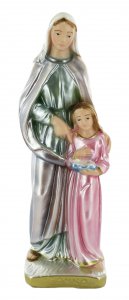 Copertina di 'Statua Sant&#39;Anna in gesso madreperlato dipinta a mano - 20 cm'