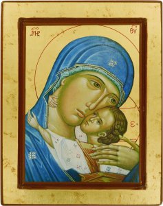 Copertina di 'Icona Volto della Madonna della Tenerezza, produzione greca su legno - 24 x 19 cm'