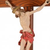 Immagine di 'Crocifisso di legno con Cristo in resina colorata - altezza 135 cm'