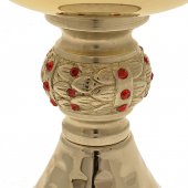 Immagine di 'Pisside con nodo decorato da pietre rosse - altezza 18 cm'