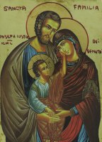 Immagine di 'Icona Sacra Famiglia, produzione greca su legno - 18,5 x 14 cm'