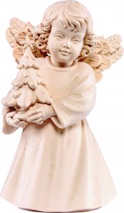 Copertina di 'Statuina dell'angioletto con alberello di Natale, linea da 10 cm, in legno naturale, collezione Angeli Sissi - Demetz Deur'