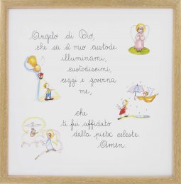 Copertina di 'Quadro con Angelo di Dio illustrato e colorato - 29 x 29 cm'