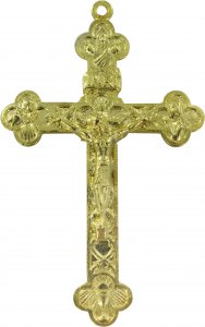 Copertina di 'Croce in metallo dorato quattro figure - 6 cm'