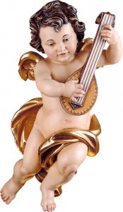 Copertina di 'Putto con mandolino - Demetz - Deur - Statua in legno dipinta a mano. Altezza pari a 55 cm.'