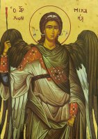 Immagine di 'Icona San Michele Arcangelo, produzione greca su legno - 25 x 20 cm'