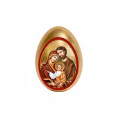 Immagine di 'Icona uovo in foglia oro "Sacra Famiglia" con base'