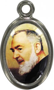 Copertina di 'Medaglia San Pio in metallo nichelato e resina - 2,5 cm'