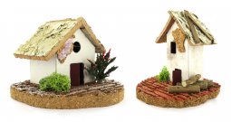 Copertina di 'Coppia di casette singole rustiche con legna e arbusti ? Bertoni presepe linea Natale'