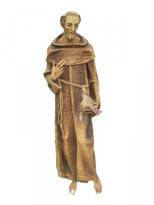 Copertina di 'Statua in legno dipinto a mano "San Francesco predica agli uccelli" - altezza 125 cm'