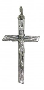 Copertina di 'Croce tronchetto con Cristo stampato in metallo ossidato - 3,5 cm'