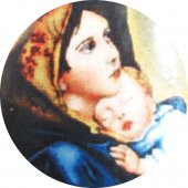 Immagine di 'Medaglia Madonna del Ferruzzi rotonda in argento 925 e porcellana - 1,8 cm'