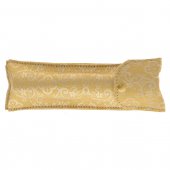 Asperges portatile in ottone dorato con custodia in raso bianco damascato - lunghezza 14 cm