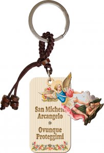 Copertina di 'Portachiavi in corda e legno "San Michele Arcangelo"'