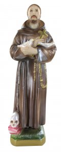 Copertina di 'Statua San Francesco in gesso madreperlato dipinta a mano - 30 cm'