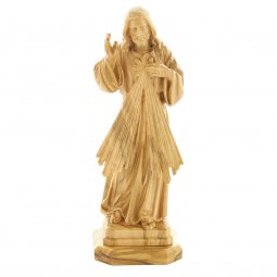 Copertina di 'Statuetta in legno d'ulivo con base "Gesù misericordioso" - altezza 11 cm'