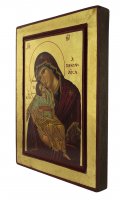 Immagine di 'Icona greca in legno "Madonna della Tenerezza Vergine di Vladimir" - 24,5x19 cm'