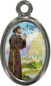 Copertina di 'Medaglia San Francesco in metallo nichelato e resina - 2,5 cm'